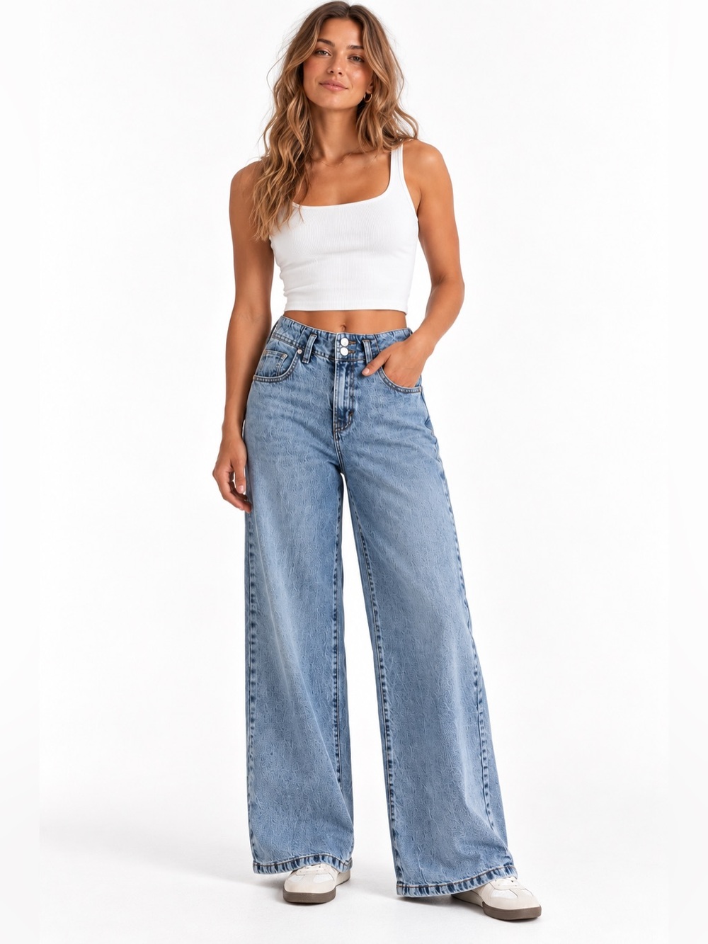 Habitual Emmette High Rise Wide Leg Medium Wash Jeans Size 4/27 - Picture 1 of 15